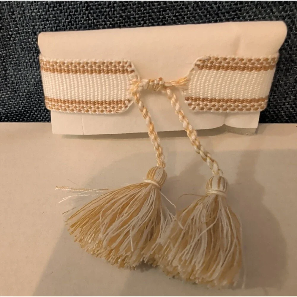 Coresky J'Adore Embroidered Woven Tassel Bracelet Gold Boho NIB